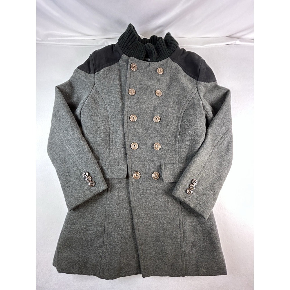THELEES Homme Wool Blend Peacoat M Double Breasted Gray Vintage Preppy Classic